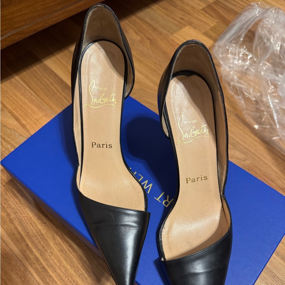Christian Louboutin Black Pointed-Toe Pumps